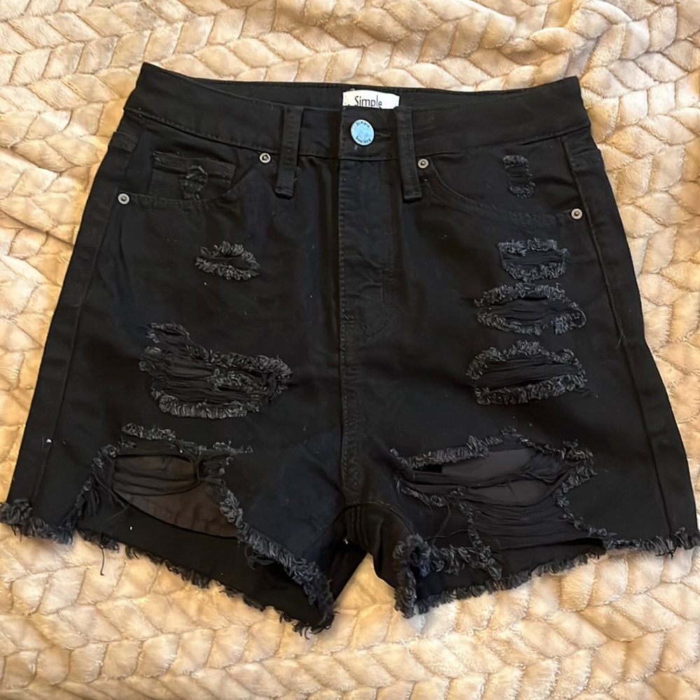Black Denim Shorts